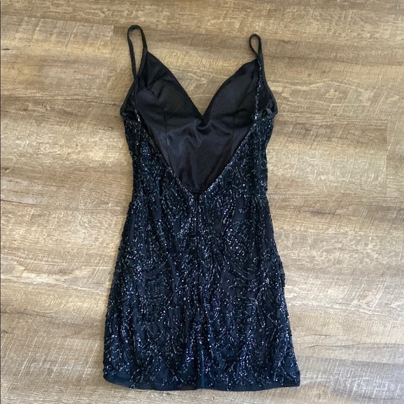 Primavera Couture Midnight Black Sequin Mini Dress Size 4 - Picture 5 of 9
